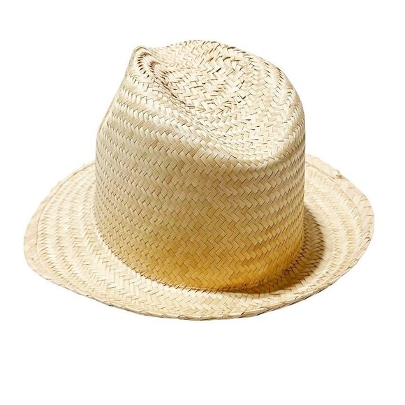 NATURAL Woven Palm Straw Fedora Hat - Picture 5 of 6